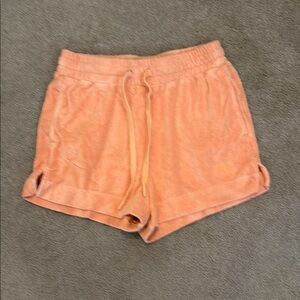 UGG Orange Athletic Shorts with Drawstring Waist and Terry Cloth Texture